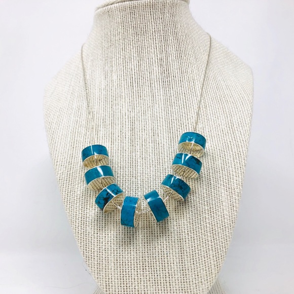 Accessories | Sterling Silver Inlaid Turquoise Necklace 411g